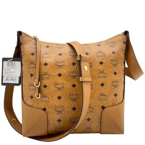 MCM New Klara Logo Cognac Brown Medium Crossbody Messenger Bag